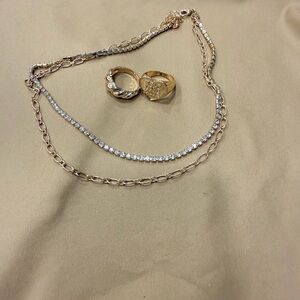 Elegant Gold and Silver Jewelry Set